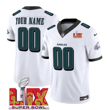 Men's Philadelphia Eagles Active Player Custom White 2025 Super Bowl LIX Patch New F.U.S.E. Vapor Limited Stitched Football Jersey Men's Philadelphia Eagles Active Player Custom White 2025 Super Bowl LIX Patch New F.U.S.E. Vapor Limited Stitched Football Jersey
